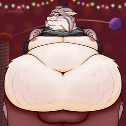 4_fingers anthro belly big_belly black_eyebrows blush bottomwear clothed clothing deep_navel dipstick_ears ear_markings eyebrows fingers fupa fur grey_body grey_fur huge_belly inner_ear_fluff inside male markings moobs morbidly_obese morbidly_obese_anthro morbidly_obese_male multicolored_body multicolored_ears multicolored_fur navel nipples obese obese_anthro obese_male overweight overweight_anthro overweight_male pants pawpads pink_nipples pink_nose red_pawpads shirt solo stretch_marks topwear tuft whiskers white_inner_ear_fluff jackcatarts disney zootopia pawbert_lynxley bobcat felid feline lynx mammal 1:1 absurd_res hi_res