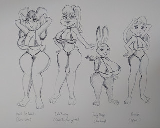 anthro big_breasts bikini breasts buckteeth carrot clothing female food group hair huge_breasts mature_female navel open_mouth plant short_stack swimwear teeth thick_thighs two-piece_swimsuit vegetable pikapika212 activision disney looney_tunes sega sonic_the_hedgehog_(series) spyro_the_dragon warner_brothers zootopia bianca_(spyro) judy_hopps lola_bunny vanilla_the_rabbit lagomorph leporid mammal rabbit 2022 5:4 crossover traditional_media_(artwork)