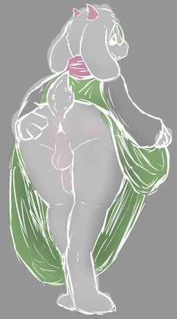 anthro anus backsack balls biped butt clothed clothing fur genitals grey_background hand_on_butt hand_on_own_butt horn humanoid_genitalia humanoid_penis looking_at_viewer looking_back looking_back_at_viewer male male_anthro no_underwear penis perineum presenting presenting_anus presenting_hindquarters rear_view scarf simple_background solo standing tail white_body white_fur white_line_art apolloralsei deltarune undertale_(series) ralsei bovid caprine darkner goat mammal colored_line_art digital_media_(artwork) full-length_portrait hi_res portrait sketch