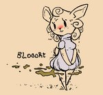 anthro blush bodily_fluids breasts clothed clothing dress fart fart_cloud female fully_clothed simple_background solo standing sweat tan_background jubb lagomorph leporid mammal rabbit 2020 digital_media_(artwork) low_res signature