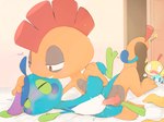 anthro blue_body blush bodily_fluids cum cum_inside duo erection female female_penetrated genital_fluids genitals gloves_(marking) green_markings hair male male/female male_penetrating male_penetrating_female markings multicolored_hair nude orange_body penetration penile penile_penetration penis penis_in_pussy purple_hair pussy sex vaginal vaginal_penetration young nanakusa_leo third-party_edit nintendo pokemon amphibian drizzile generation_5_pokemon generation_8_pokemon pokemon_(species) reptile scalie scrafty scraggy sobble censor_removal_edit hi_res