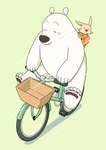 anthro bicycle biped blush duo eyes_closed feet kemono sitting size_difference slightly_chubby vehicle white_body panda_po bear canid canine fox mammal polar_bear ursine 2024 hi_res