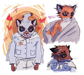 angry anthro balaclava band-aid bandage biped cape cardigan clothed clothing countershading drying drying_fur footwear fully_clothed fur green_eyes looking_at_viewer makeup male mask orange_body orange_fur sad simple_background simple_coloring socks solo towel whiskers white_body white_clothing white_fur young young_anthro young_male mauwta fantastic_mr._fox ash_fox_(fantastic_mr._fox) canid canine fox mammal red_fox true_fox 2023 bust_portrait digital_media_(artwork) half-length_portrait halftone hi_res portrait shaded simple_shading sketch