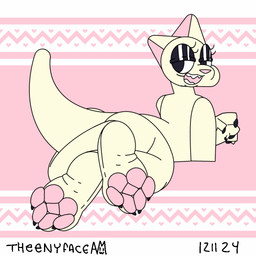 big_butt blinking butt claws feet foot_focus fur looking_at_viewer looking_back lying pawpads white_body white_fur wrinkled_feet wrinkles theenyface rain_world videocult slugcat 1:1 animated loop