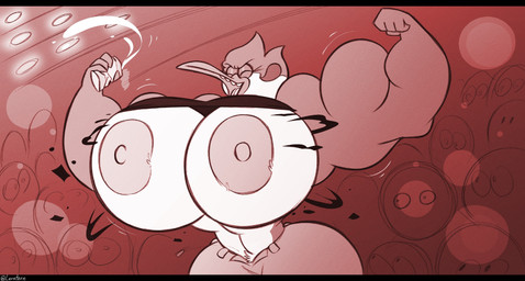 abs anthro big_breasts big_butt big_muscles bottomwear breast_expansion breasts butt clothing expansion feathers female flexing growth huge_breasts huge_muscles hyper hyper_breasts multicolored_body multicolored_feathers muscle_growth muscular muscular_anthro muscular_arms muscular_female nipples pants red_body red_feathers solo torn_clothing white_body white_feathers lerntern cartoon_network regular_show margaret_smith_(regular_show) avian bird hi_res