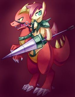 ambiguous_gender anthro armor duo feathered_wings feathers female feral holding_object holding_weapon knight lance melee_weapon polearm riding spikes straddling tail teeth warrior weapon wings negativefox hasbro my_little_pony mythology dragon equid equine mammal mythological_creature mythological_equine mythological_scalie pegasus scalie