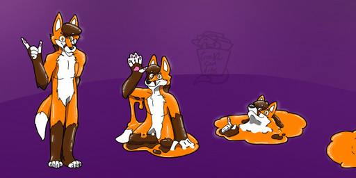 abstract_background anthro brown_hair dipstick_tail dripping gesture glistening glistening_body hair hand_gesture latex looking_at_viewer male markings melting orange_body pointing puddle solo tail tail_markings waving yellow_eyes furry_trashcan_(artist) fenn_(furry_trashcan) canid canine fox goo_creature latex_creature living_latex mammal hi_res sequence watermark
