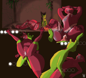 anthro bdsm bodily_fluids bondage bound cum cum_in_vagina cum_inside dripping duo facial_scar feet female food_pips_(rain_world) gameplay_mechanics genital_fluids genitals grabbing_neck green_body gui hunger_bar leg_grab long_tongue looking_pleasured male male/female pawpads paws penetration red_body saliva saliva_drip saliva_on_tongue saliva_string scar soles toes tongue user_interface vaginal vaginal_penetration vulva white_eyes riddarna2 rain_world videocult artificer_(rain_world) saint_(rain_world) slugcat absurd_res hi_res