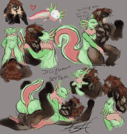 anthro anus ass_up axolotl_tail bite bodily_fluids brat_taming breasts brown_body butt chest_tuft dialogue dominant dominant_female drooling duo female female/female fingering genital_fluids genitals green_body hair kissing long_hair long_tongue making_out messy_linework multicolored_body neck_bite nipple_fetish nipple_play nude paddle_tail paws pressing_against saliva sex smile smirk standing straddling tongue tribadism tuft vaginal vaginal_fingering vaginal_fluids vulva spicymustelid bertha_(spicymustelid) jellybean_(glennand) amphibian aquatic axolotl gulonine mammal mole_salamander mustelid musteline salamander wolverine guide_lines hi_res multiple_scenes sketch sketch_page