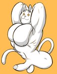 abs anthro balls big_pecs erection fur genitals long_tail male muscular muscular_anthro muscular_male orange_background pecs penis serratus simple_background smile solo tail white_body white_fur ryanburr epic_games fortnite meowscles meowscles_(ghost) felid feline mammal hi_res