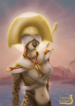 accessory anthro armor belly biped breasts brown_body brown_fur clothed clothed/nude clothed_anthro clothed_female clothing countershade_torso countershading covered_eyes detailed_background egyptian egyptian_clothing facial_markings facial_tuft female fluffy front_view fur head_markings headgear helmet holding_object holding_weapon jewelry light logo looking_at_viewer markings navel necklace nude partially_clothed presenting realistic slim slim_anthro slim_female small_waist solo standing sun symbol symbol_on_clothing title tuft usekh water weapon hyacinth1971 carnal_instinct felid feline mammal 2025 absurd_res colored detailed digital_drawing_(artwork) digital_media_(artwork) half-length_portrait hi_res lighting portrait shaded signature