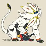 ambiguous_gender balls bodily_fluids cum cum_in_mouth cum_inside duo erection fellatio feral genital_fluids genitals male nude oral penile penile_spines penis sex simple_background size_difference toothy floppsies nintendo pokemon felid generation_7_pokemon legendary_pokemon litten mammal pokemon_(species) solgaleo 1:1 2016 hi_res