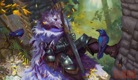 anthro armor biped boots breastplate clothing couter cuisse facial_scar fangs feral footwear fur gauntlets gloves grey_body grey_fur group handwear holding_melee_weapon holding_object holding_sword holding_weapon looking_at_viewer male melee_weapon outside poleyn purple_eyes scar shoes sitting sword teeth weapon llkko elden_ring fromsoftware blaidd_(elden_ring) arthropod avian beetle bird canid canine canis insect mammal wolf 2025 digital_media_(artwork) hi_res