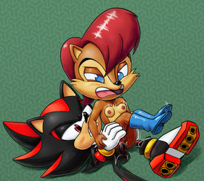 anal blush boots breasts butt clothing erection female footwear genitals male nipples open_mouth penis sex shoes vulva ninoeros sr third-party_edit sega sonic_the_hedgehog_(series) sally_acorn shadow_the_hedgehog chipmunk eulipotyphlan ground_squirrel hedgehog mammal rodent sciurid 2026 absurd_res colored hi_res