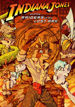 anthro female female_anthro fire group male melee_weapon movie_poster nude poster scabbard sword weapon whip ink_snout indiana_jones_(franchise) canid canine cheetah deer domestic_cat felid feline felis fox human humanoid hyena mammal pantherine absurd_res hi_res