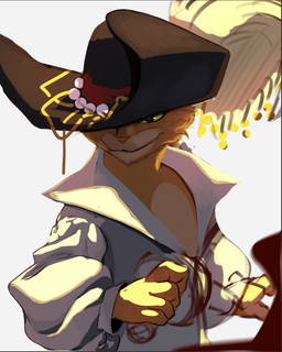 alternative_fashion anthro clothing fur fuzzy green_eyes hat hat_feather headgear headwear light long_sleeves loose_feather male orange_body orange_fur shirt shirt_collar simple_background smile smirk solo standing topwear white_background white_clothing white_shirt white_topwear bambooshrimpart dreamworks puss_in_boots_(franchise) puss_in_boots_(dreamworks) domestic_cat felid feline felis mammal digital_drawing_(artwork) digital_media_(artwork) digital_painting_(artwork) lighting painting_(artwork) shaded unfinished
