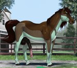 anatomically_correct animal_genitalia animal_penis balls barn big_balls big_penis black_penis bodily_fluids brown_body brown_fur dripping equine_genitalia equine_penis erection fence feral fur genital_fluids genitals green_body green_eyes green_fur hooves huge_penis licking licking_lips licking_own_lips looking_at_viewer male male_feral medial_ring multicolored_body multicolored_fur multicolored_penis outside penis pink_penis precum precum_drip quadruped solo tongue tongue_out two_tone_penis truegrave9 sheppermint equid equine horse mammal 2024 digital_media_(artwork) hi_res