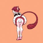 anthro anus big_tail biped brown_body butt clothed clothing dress eyewear genitals glasses hair maid_uniform male penis red_hair solo striped_body stripes tail uniform yellow_eyes stlkr fan_character kev felid feline mammal 1:1 absurd_res digital_media_(artwork) hi_res