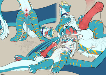4_toes animal_genitalia animal_penis anus anus_blush ass_up ball_tuft balls big_balls big_penis blue_body blue_eyes blue_fur bodily_fluids butt claws close-up collar collar_only countershade_face countershade_fur countershade_tail countershade_torso countershading crossgender cum cum_in_mouth cum_inside cum_on_chest cum_on_face cum_on_own_chest cum_on_own_face cum_on_self cum_string cumshot dripping ear_piercing ear_ring ejaculation equine_genitalia equine_penis erection eyes_closed feet female female_feral feral flared_penis fluffy fluffy_chest fur genital_fluids genitals hair horn hybrid_genitalia hybrid_penis knot knotted_equine_penis knotted_penis looking_at_viewer looking_pleasured lying male male_feral markings medial_ring medial_ringed_hybrid_penis membrane_(anatomy) membranous_wings messy nude on_back pawpads paws penile penis piercing precum precum_drip precum_on_self raised_tail red_pawpads red_penis ring_piercing sheath simple_background smile solo spreading_own_vulva striped_body striped_fur striped_markings stripes tail tail_tuft toe_claws toes tongue tongue_out tuft urethra vaginal vaginal_fluid_drip vaginal_fluid_string vaginal_fluids vaginal_fluids_on_ground vaginal_fluids_on_hand vaginal_squirting vulva white_claws wings glimchip mythology dart_(frstr4706) dragon equid equine felkin mammal mythological_creature mythological_scalie scalie absurd_res digital_media_(artwork) hi_res