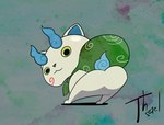 anthro big_butt butt male shaking_butt smile solo thael asian_mythology east_asian_mythology japanese_mythology level-5 mythology yo-kai_watch komasan canid canine canis domestic_dog foo_dog komainu mammal yokai animated short_playtime