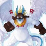 anthro clothing fur gloves handwear solo standing tail white_body white_fur wings lowerkuo legendz mythology shiron dragon mythological_creature mythological_scalie scalie 1:1 2014