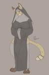 anthro big_breasts breasts bulge clothed clothing detailed_bulge fluffy_ears genital_outline gynomorph intersex nun nun_outfit penis_outline solo tail kazzyboii cheetah felid feline lion mammal pantherine absurd_res hi_res