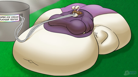 4_toes anthro belly big_belly big_breasts big_butt bottomwear breasts brown_hair butt clothed clothing day feet female fingers force_feeding forced fur grass hair hose huge_belly huge_breasts huge_butt hyper hyper_belly hyper_butt navel outside plant shirt shorts sidewalk solo tank_(container) text toes topwear white_body white_fur glwuffie lagomorph leporid mammal rabbit 16:9 2024 english_text hi_res shaded widescreen