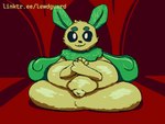 antennae_(anatomy) anthro balls big_balls big_butt big_penis black_sclera butt crossgender foreskin fur genitals green_tuft green_wings huge_balls humanoid_genitalia humanoid_penis hyper hyper_balls hyper_genitalia male neck_tuft penis sitting_on_balls sitting_on_own_balls smile solo tuft white_eyes wings yellow_body yellow_fur highguard corpel_(xerawraps) arthropod insect lepidopteran moth