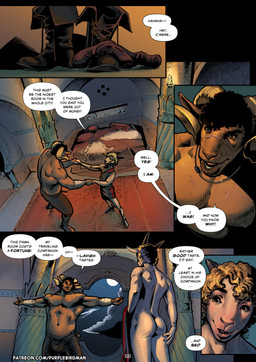 5_fingers anthro bed bedroom big_muscles black_hair blonde_hair brown_body bulge butt chest_scar clothing curly_hair dialogue discarded_footwear duo eyebrows facial_scar fantasy femboy fingers furniture hair horn inside jewelry looking_at_another low-angle_view male moon muscular muscular_anthro muscular_male necklace night nude nude_anthro nude_male pale_body red_clothing red_robe robe scar sheep_horns shirtless shirtless_anthro shirtless_male shoes_removed smile solo speech_bubble teeth text thick_eyebrows wide_angle wide_shot wide_shoulders window wrapped_arms purplebirdman roshim_(purplebirdman) bovid caprine mammal sheep 2023 better_version_at_paywall colored comic detailed digital_drawing_(artwork) digital_media_(artwork) english_text hi_res shaded url