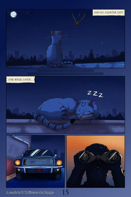 agent binoculars car central_intelligence_agency city_skyline curled_up eyes_closed female feral flying fur looking_away male moon night ominous plant reflection rooftop sleeping solo sound_effects spying standing star striped_body striped_fur stripes tabby_fur text time_skip vehicle vowelless vowelless_sound_effect zzz pspspsy felicia_(pspspsy) african_wildcat avian bird corvid corvus_(genus) crow felid feline felis human mammal oscine passerine wildcat 2:3 absurd_res comic english_description english_text hi_res