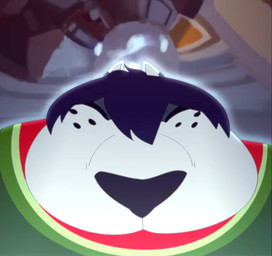 eating feral first_person_view fisheye_lens food freckled_face freckles fruit male melon plant solo watermelon eipril sound_warning rouen_(eipril) domestic_cat felid feline felis mammal animated high_framerate meme short_playtime sound video