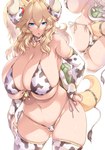 animal_print animal_print_bikini animal_print_thigh_highs big_breasts bikini blonde_hair blue_eyes breasts camel_toe clothing cow_print cow_print_bikini cow_print_elbow_gloves cow_print_thigh_highs cowbell crossgender crown fake_cow_tail fake_tail female green_shell hair hair_between_eyes headgear hucow huge_breasts legwear mtf_crossgender navel navel_line open_mouth pattern_bikini pattern_clothing pattern_legwear pattern_swimwear pattern_thigh_highs ponytail shell skindentation solo spiked_shell spikes spikes_(anatomy) standing super_crown swimwear tail thigh_highs two-piece_swimsuit wide_hips yellow_tail tsukasawa_takamatsu bowsette_meme mario_bros nintendo bowser animal_humanoid humanoid koopa_humanoid scalie scalie_humanoid absurd_res hi_res meme