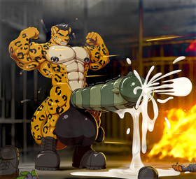 ammunition anthro balls big_balls big_penis bodily_fluids boots bullet clothing cum cumshot damage ejaculation fire footwear genital_fluids genitals glans huge_balls huge_penis humanoid_genitalia humanoid_penis hybrid_genitalia hybrid_penis hyper hyper_balls hyper_genitalia hyper_penis male muscular nipple_piercing nipples nude orgasm penis piercing prison ribbed_cock ribbed_penis shoes solo spiked_penis spikes spikes_(anatomy) tail goldeneyeuro tridark kai_tak_(goldeneyeuro) felid jaguar mammal pantherine 2026