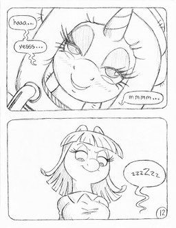 anthro blush blush_lines clothed clothed_anthro clothed_female clothing dialogue duo eyelashes female fully_clothed fully_clothed_anthro fully_clothed_female horn massage massage_table massager nude nude_anthro nude_female salon sleeping spa spa_treatment speech_bubble text unicorn_horn circe_(artist) friendship_is_magic hasbro my_little_pony mythology rarity_(mlp) suri_polomare_(mlp) earth_pony equid equine horse mammal mythological_creature mythological_equine pony unicorn comic english_text monochrome