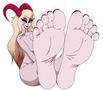 5_toes breasts countershade_feet countershading feet female foot_fetish foot_focus hair horn humanoid_feet long_hair looking_at_viewer makeup nude plantigrade simple_background sitting soles solo toes white_background foot_ninja15 hazbin_hotel lilith_magne_(hazbin_hotel) demon humanoid hi_res