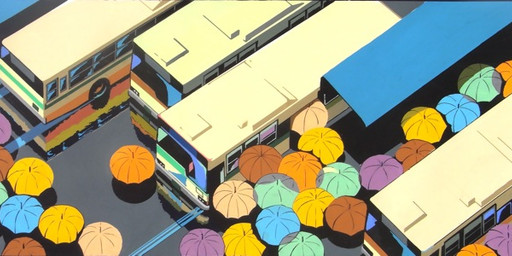 bus bus_stop commercial_vehicle detailed_background not_furry public_transportation reflection road shadow tire umbrella vehicle vehicle_for_hire window zero_pictured snowisland9 detailed grandfathered_content