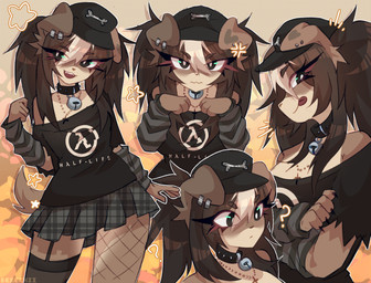 alternative_fashion anthro blep bottomwear breasts clothed clothed_anthro clothed_female clothing collar cross-popping_vein ear_piercing ear_ring emanata female female_anthro fishnet_clothing fishnet_legwear floppy_ears fur garter_straps goth hair hat headgear headwear legwear looking_at_viewer off_shoulder piercing ring_piercing skirt solo tail tongue tongue_out conditional_dnp dexechii half-life valve valve_corporation canid canine canis domestic_dog german_pinscher mammal pinscher 2025 absurd_res digital_media_(artwork) hi_res