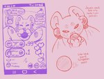 anus battery_life bedding bodily_fluids chest_tuft ear_accessory eyes_closed female feral gem genitals heart_symbol holding_object inner_ear_fluff licking_object lying number on_back open_mouth orb phone_view pillow pussy saliva simple_background solo spread_legs spreading tail text tongue tuft lucky_luxio fabulous_beasts tubaoshu_(fabulous_beasts) herpestid mammal mongoose 2024 digital_drawing_(artwork) digital_media_(artwork) sketch sketch_page