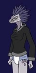 alternative_fashion beak clothed clothing diaper feathers female fist goth markings solo sweater tomboy topwear wearing_diaper 028-mendicantspire halo_(series) microsoft xbox_game_studios alien avian bird kig-yar scalie t'vaoan 1:2 hi_res