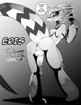 anthro anus balls blep blush butt dildo feathers femboy genital_piercing genitals guiche_piercing male penis penis_piercing piercing raised_tail sex_toy solo speech_bubble tail text tongue tongue_out white_crest_(artist) taboo_tails_(copyright) eris_the_eoraptor dinosaur eoraptor feathered_dinosaur feathered_scalie prehistoric_species reptile scalie absurd_res english_text halftone hi_res monochrome screentone