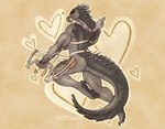 anthro arrow_(weapon) bow_(weapon) compound_bow fake_wings fangs feet happy harness heart_symbol hindpaw holidays male mouth_strap nude paws ranged_weapon solo spikes teeth weapon zinthings dislyte lilith_games valentine's_day daylon_(dislyte) crocodile crocodilian reptile scalie