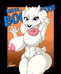 anthro big_breasts big_butt breasts butt female fur holidays horn huge_breasts huge_butt nipples nude simple_background solo tail text thick_thighs white_body white_fur wide_hips reymonrr deltarune halloween undertale undertale_(series) toriel boss_monster_(undertale) bovid caprine goat mammal absurd_res hi_res