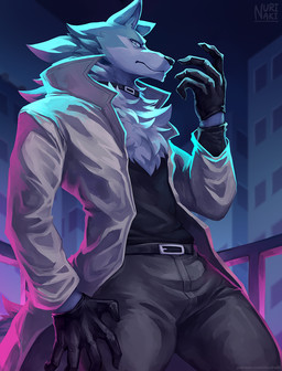 anthro clothing gloves handwear male solo nurinaki brand_new_animal studio_trigger shirou_ogami canid canine canis mammal wolf 2020 digital_media_(artwork) digital_painting_(artwork) painting_(artwork)