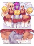 absolute_territory anthro anus athletic blonde_hair bottomwear breasts butt cheerleader cleavage cleavage_cutout clothed clothing cutout eyes_closed female fur genitals group hair legwear long_hair looking_at_viewer navel no_underwear pom_poms purple_hair pussy skirt smile thigh_gap thigh_highs white_body white_fur white_hair iwbitu final_fantasy final_fantasy_xiv square_enix syrth syrth_nachtstern animal_humanoid cat_humanoid felid felid_humanoid feline feline_humanoid human humanoid mammal mammal_humanoid miqo'te digital_media_(artwork) hi_res shaded