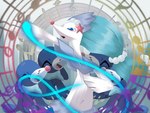 ambiguous_gender aura blue_hair clown_nose feral group hair happy musical_note musical_symbol round_nose singing symbol shangxia library_of_ruina lobotomy_corporation nintendo pokemon project_moon silent_orchestra abnormality_(project_moon) generation_7_pokemon pokemon_(species) popplio primarina