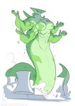 2020 4_arms anthro apode blue_eyes breasts conditional_dnp destruction draconcopode empty_eyes featureless_breasts female green_body green_scales grin jollyjack kaiju legless macro multi_arm multi_limb naga non-mammal_breasts nuclear_power_plant reptile restricted_palette scales scalie serpentine simple_background smile snake solo split_form teeth white_background