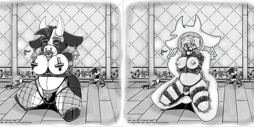 anthro arms_tied bdsm big_breasts bondage bound breasts brimstone_sign bulge chastity_cage chastity_device clothing detailed_background fishnet_clothing fleshlight_gag frogtied front_view gag goat_plush gynomorph horn inside internal intersex legs_tied lips penetrable_sex_toy piercing plush_bondage plushie plushsuit restraints ring_gag sex_toy sign solo straitjacket sulfur_sign thick_lips masterzoroark666 bird_dog bovid canid canine canis caprine domestic_dog goat hunting_dog labrador mammal retriever chastity_(disambiguation) black_and_white digital_drawing_(artwork) digital_media_(artwork) halftone hi_res icon monochrome trans_(lore)