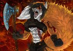 abs anthro axe breasts female muscular muscular_female scar solo under_boob bulldozerdr god_of_war sony_corporation sony_interactive_entertainment kratos rosaline_(bronx23) canid canine fox mammal red_fox true_fox