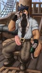 alcohol anthro balls beverage bulge drinking erection foreskin genitals german male muscular nude penis pirate reposlegend rum sailor shepherd ship sitting solo vehicle watercraft gevual canid canine canis domestic_dog german_shepherd herding_dog mammal pastoral_dog hi_res