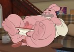 anthro balls belly butt food genitals male male/male meat overweight overweight_male penis sausage sausage_in_ass solo spreading inkyflush cartoon_network the_amazing_world_of_gumball richard_watterson lagomorph leporid mammal rabbit hi_res